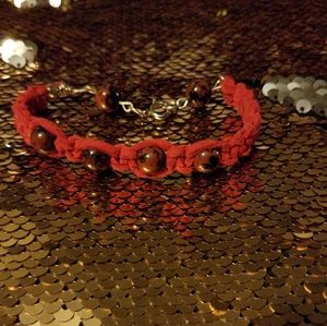 Macrame style Mahogany Obsidian Bracelet.